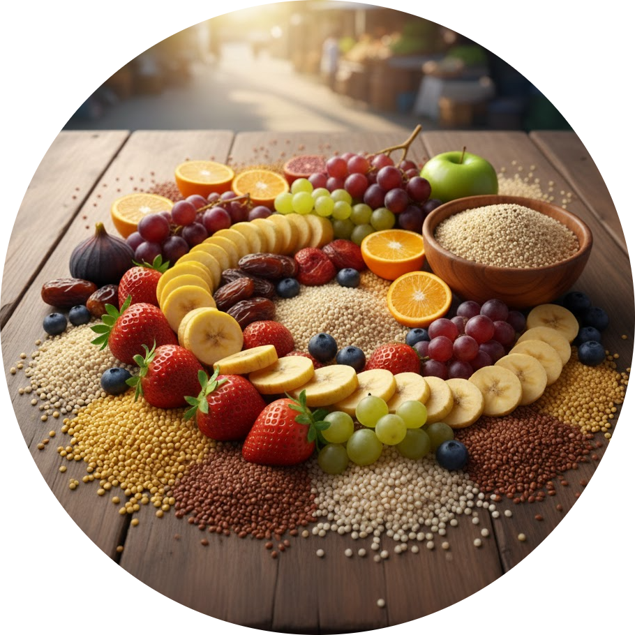 Millet and fruits